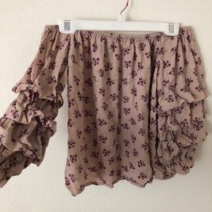 American Eagle Strapless Ruffle Sleeve Top Size M